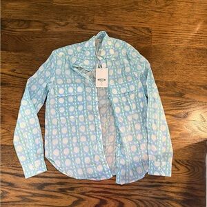 Roller Rabbit Light Blue and White Geometric Shirt